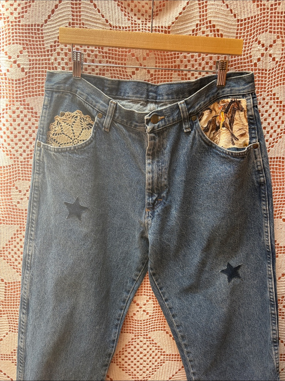 Good Ghost Upcycled Wrangler Jeans Sz Lg - Picture 3 of 11